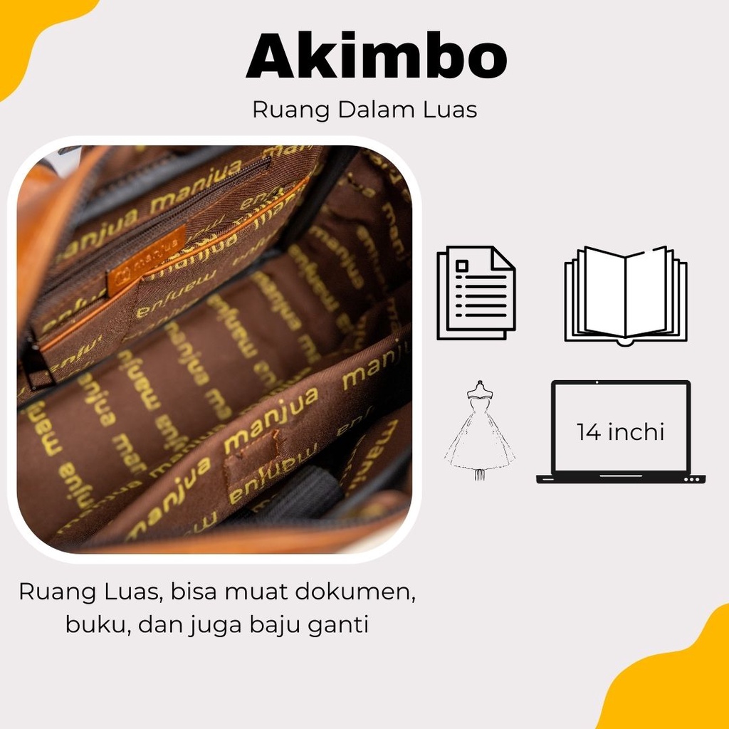 AKIMBO Bag by Manjua. Tas Kerja, Tas Kuliah, muat Laptop 14 inch. Tas Laptop, Ukuran Besar.