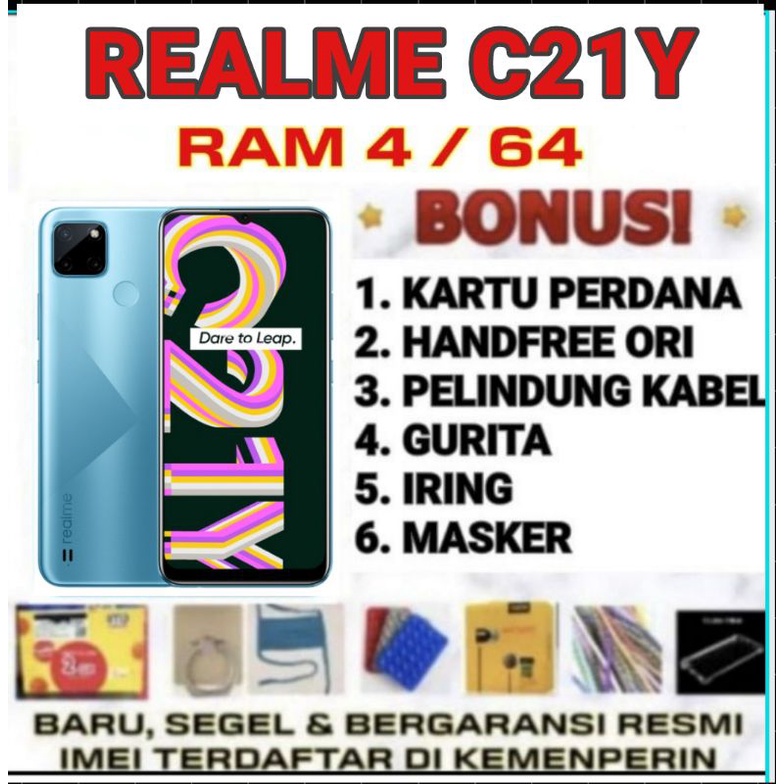 REALME C21Y RAM 4/64 , 4 64 ,BARU ,SEGEL, GARANSI RESMI ,IMEI TERDAFTAR RESMI-0