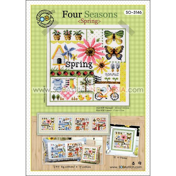 Paket DIY Craft Sulam Kristik Strimin Cross Stitch Sodastitch SO-3146 Four Seasons Spring Musim Semi