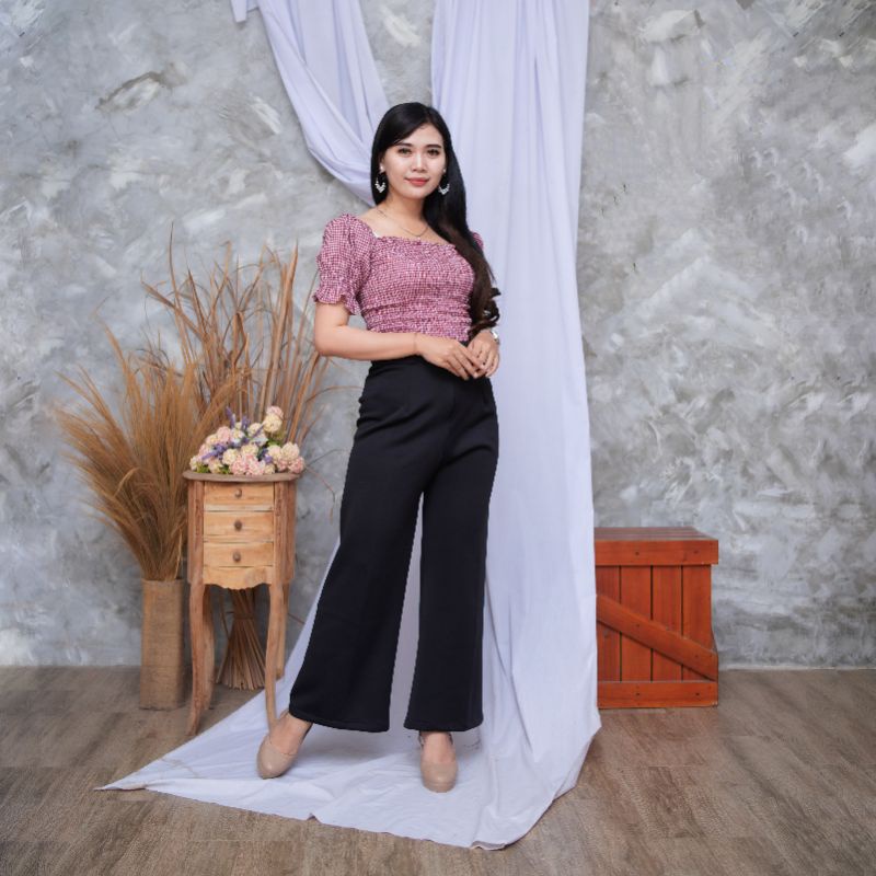 Celana kulot wanita scuba highwaist premium