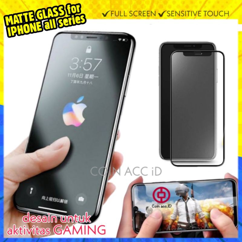 MATTE Tempered Glass IPHONE XR/11 Pro Max/XS/12/13 Mini SE 2020 - FULL SCREEN ANTI GLARE (clear Doff)