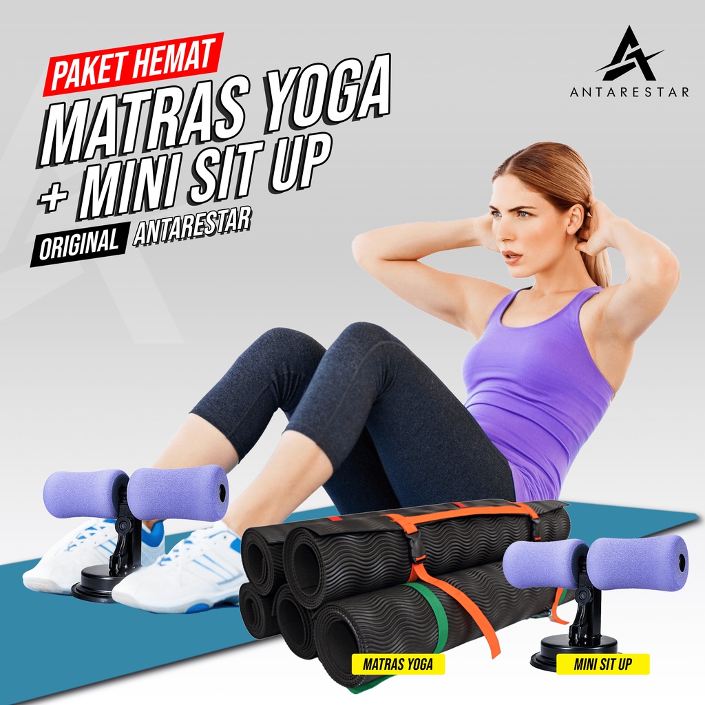 Jual Paket Hemat Alat Fitness Olahraga Mini Sit Up Dengan Matras Yoga