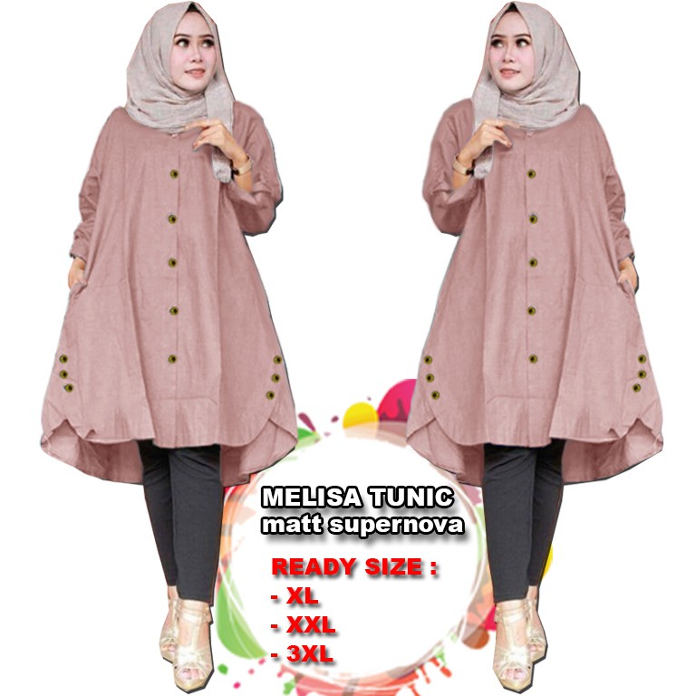 Melisa Tunik - Central Grosir Fashion (CGF) - Ukuran XL-3XL - Matt Katun Supernova