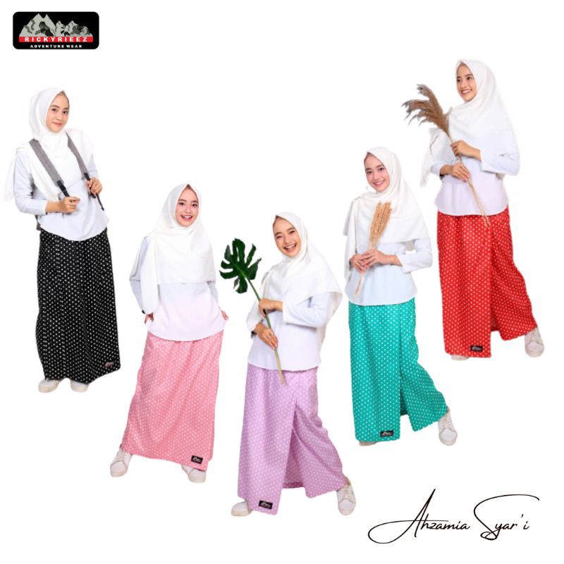 Rickyrieez Rok Celana Muslimah Motif Polkadot Bahan Katun Jepang