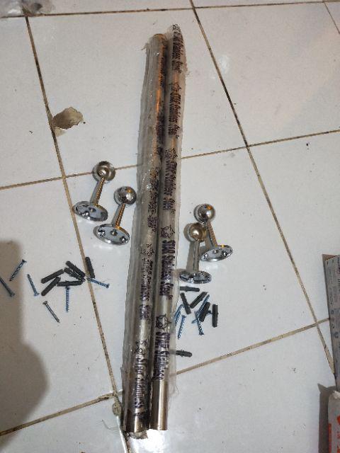 Gantungan Baju Handuk Nempel Dinding Simple Pipa 1 Stainless 60cm