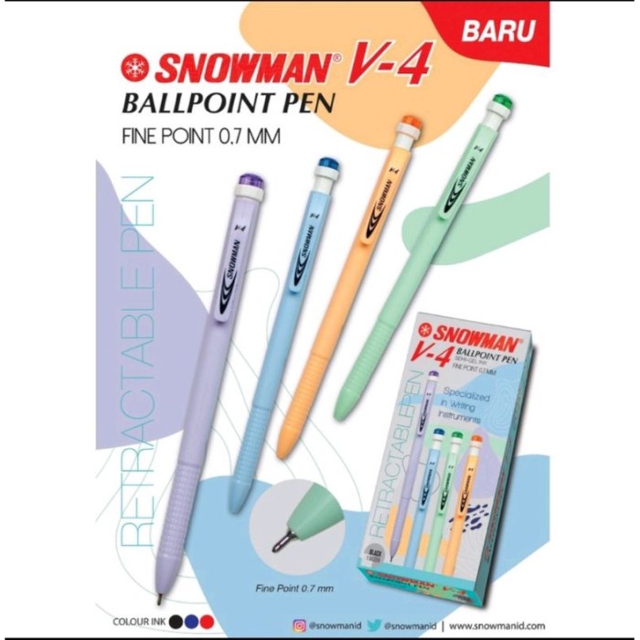 

BOLPEN SNOWMAN V4 HITAM FINE 0.7 / PCS