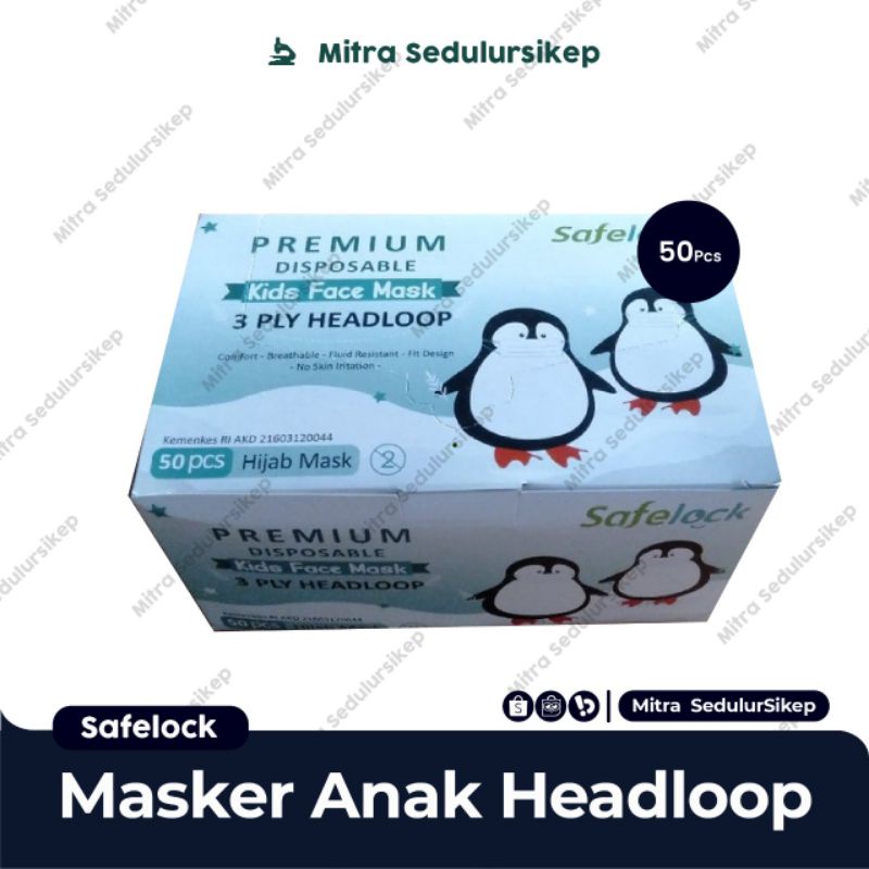 Masker Hijab ANAK Safelock l Masker Headloop Anak l Masker Jilbab Anak