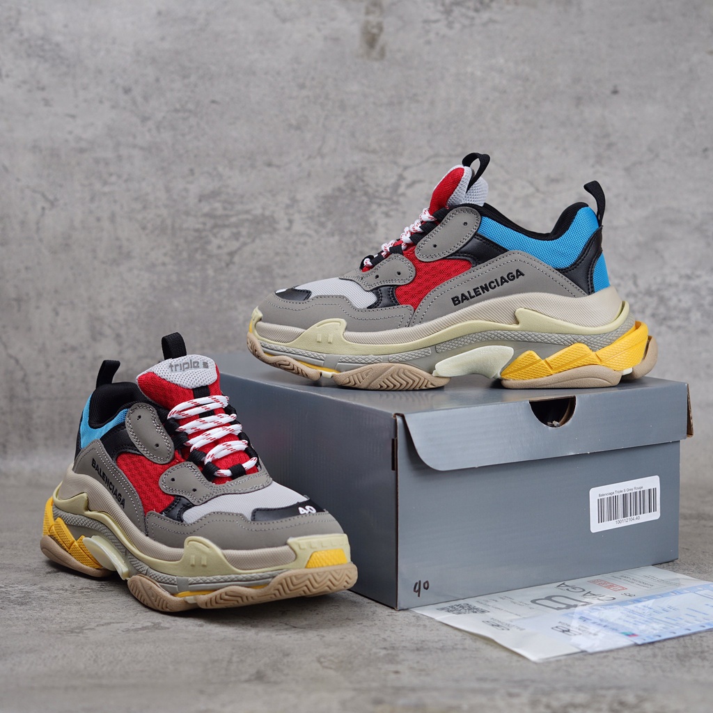 SEPATU BALENCIAGA TRIPLE S GREY ROUGE PREMIUM MIRROR BNIB ITALY IMPORT SNEAKERS PRIA KEREN MURAH CAS