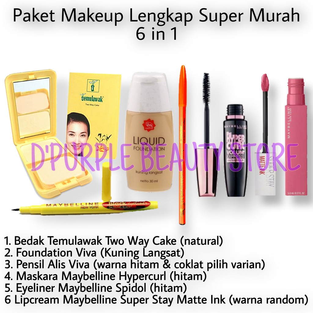 Paket MakeUp Super Lengkap  Murah  6 In 1 - Paket Kosmetik Super Hemat Komplit 6 in 1