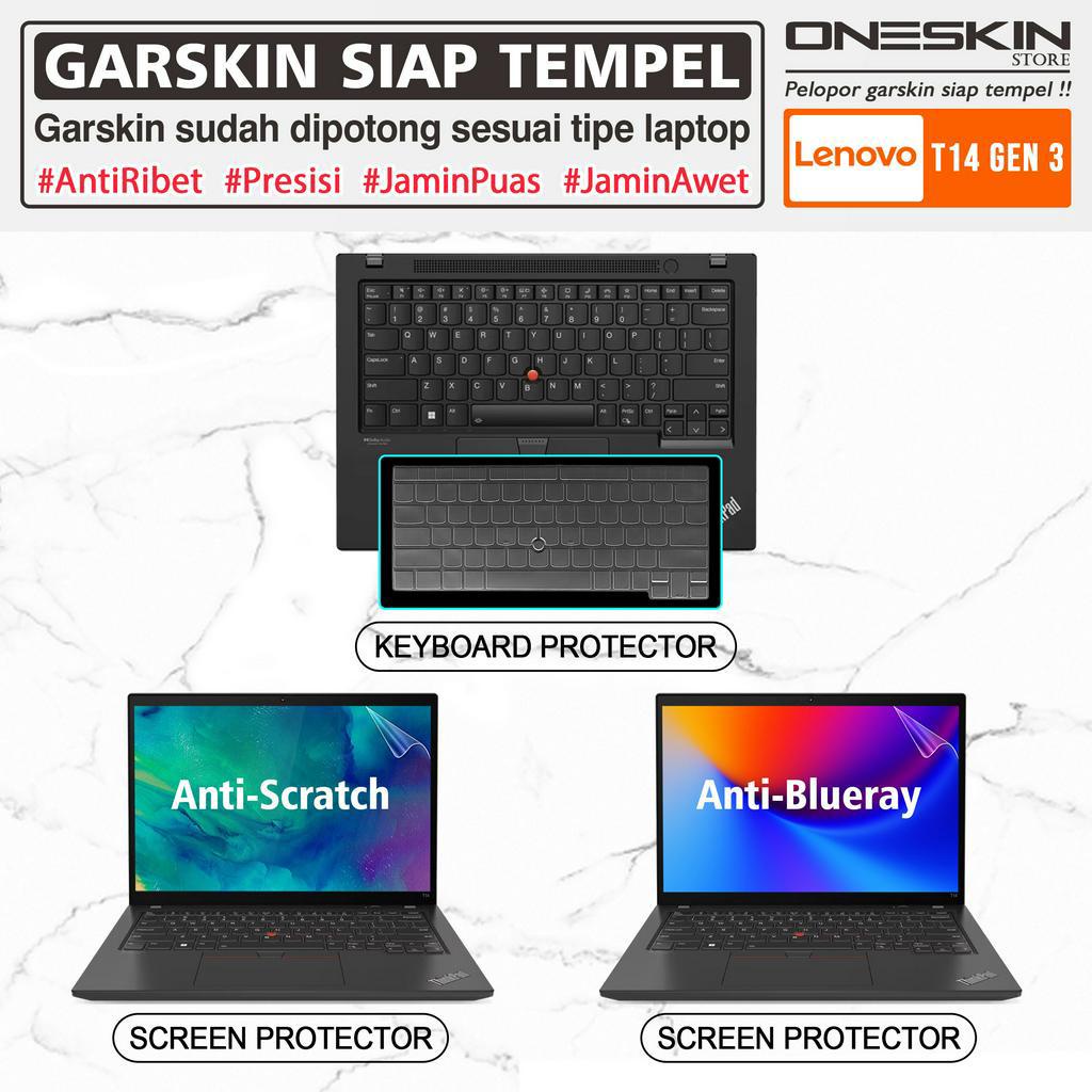 Garskin Sticker Laptop Pelindung Screen Keyboard Protector Lenovo ThinkPad T14 Gen 3 G3 Gambar Full Body Silikon Cooskin Bening Glossy Doff Blueray