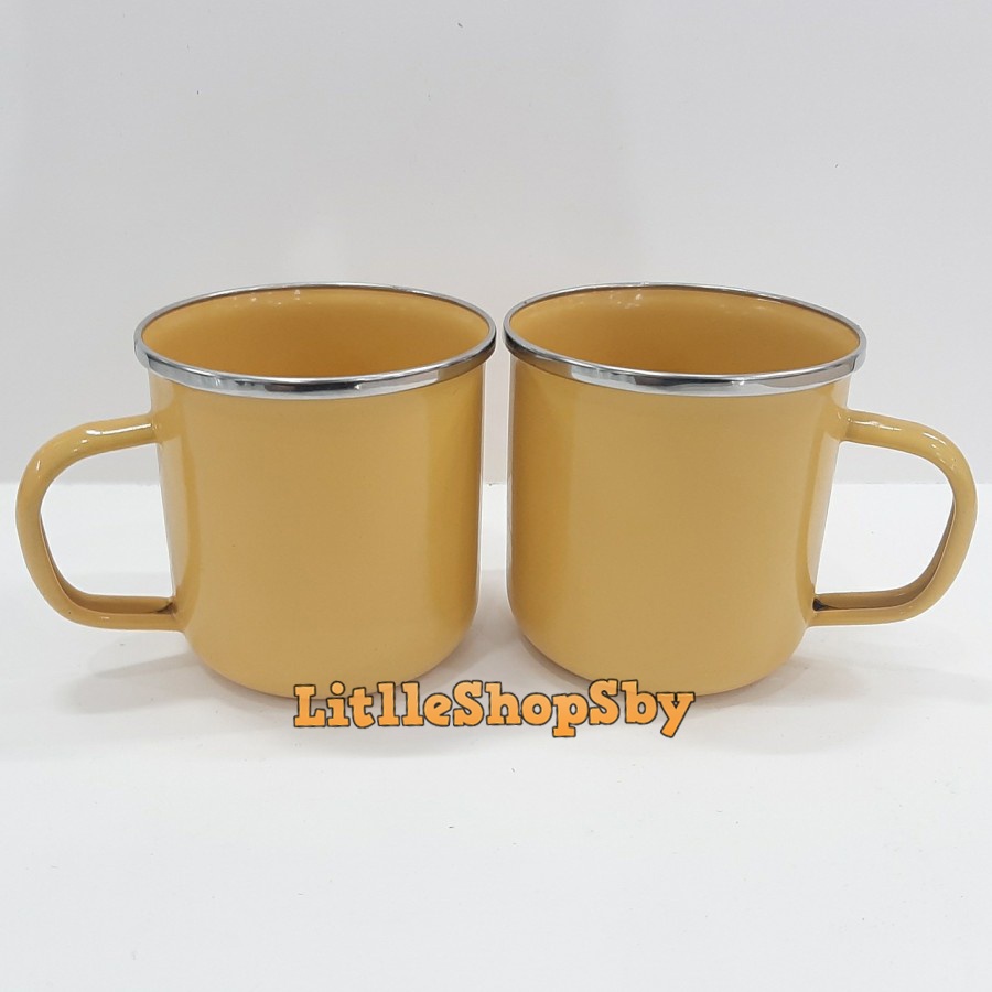 Gelas Cangkir Mug Enamel 9cm Kuning