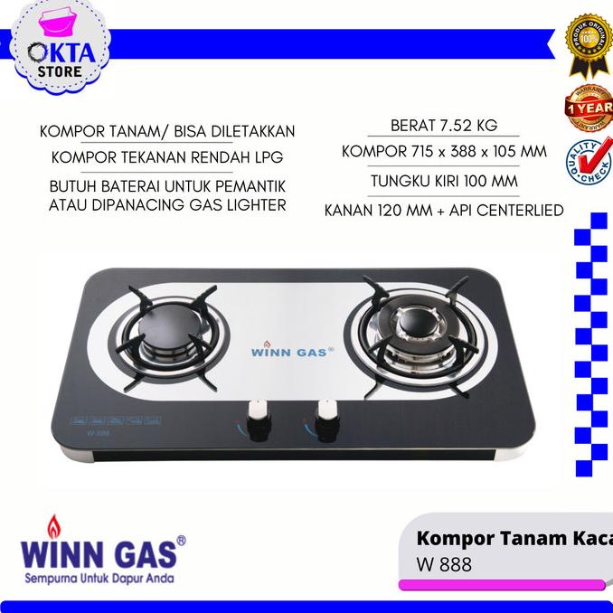 KOMPOR Kompor Gas 2 Tungku WINN GAS W-888 (tanam)