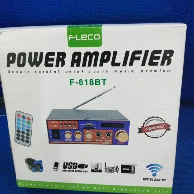 Ampli Fleco F 618BT Ac dan Dc Karaoke + Mp3 player + FM Radio