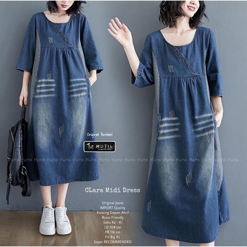 CLARA MIDI DRESS JEANS BR