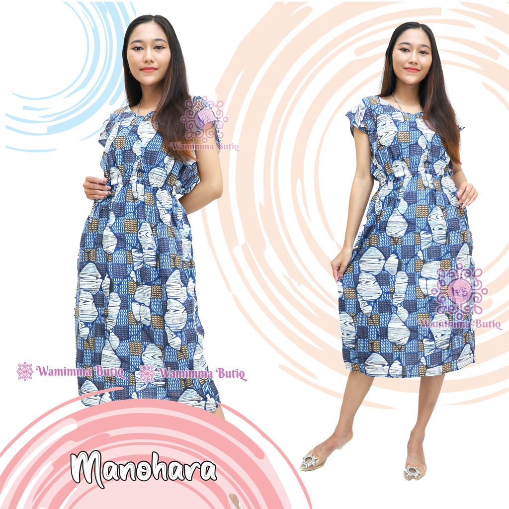 Daster Manohara Bali Daster Karet Pinggang Daster Kekinian Daster Viral Daster Manohara Panjang-Disco-BiruK