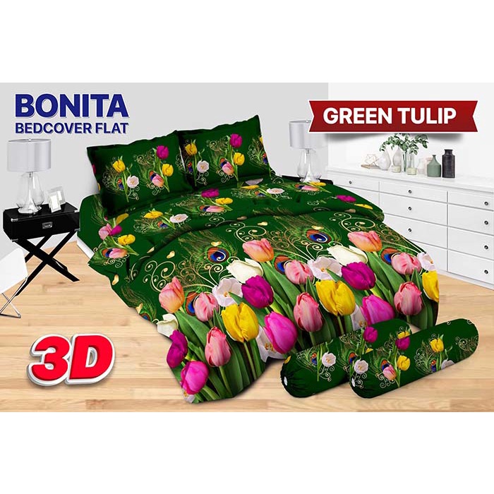 Wajib Anteraja 1 Kg Only (Hanya) Bedcover Bonita Green Tulip 180x200