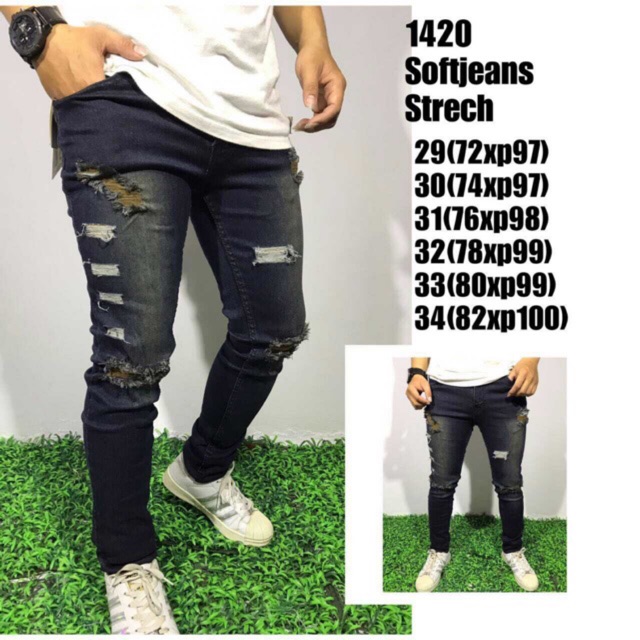  Celana  Jeans Pria Sobek  Skinny Limited Panjang 1420 