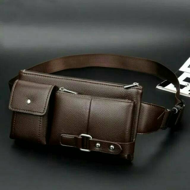 TAS PINGGANG IMPORT PRIA-WAIST BAG TRENDY COWOK-TAS BAHU-TAS DADA-SHOLDER BAG-TAS KULIT BRANDED