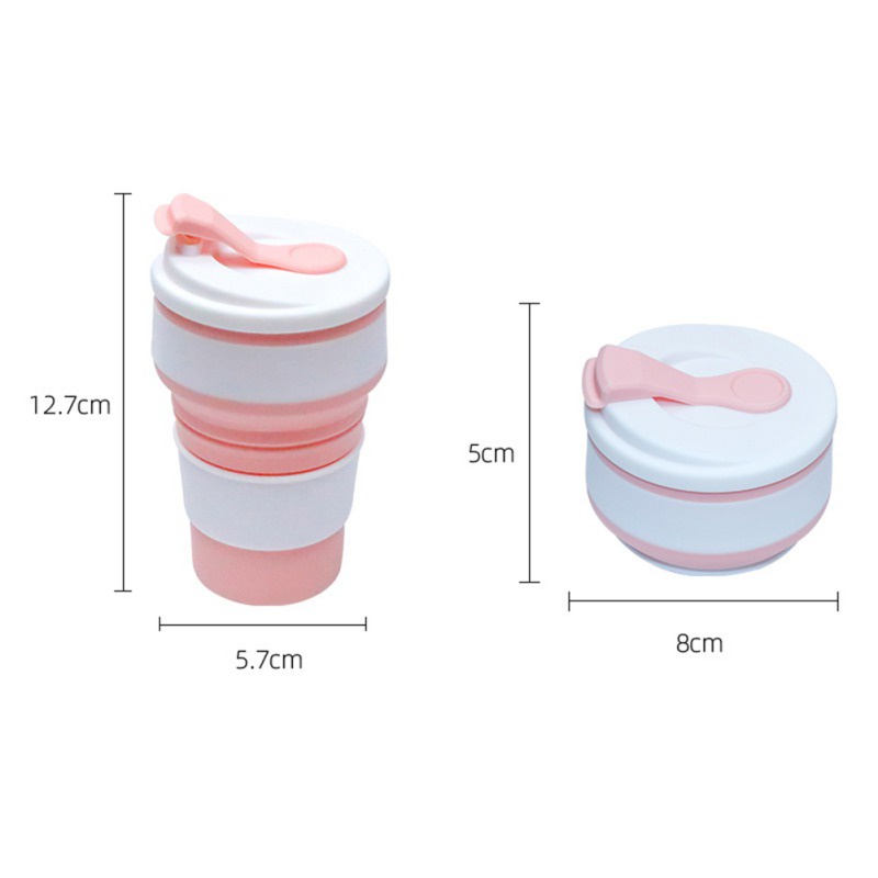 Cangkir Air Minum Lipat Portabel Bahan Silikon Ukuran 350ml Untuk Travel