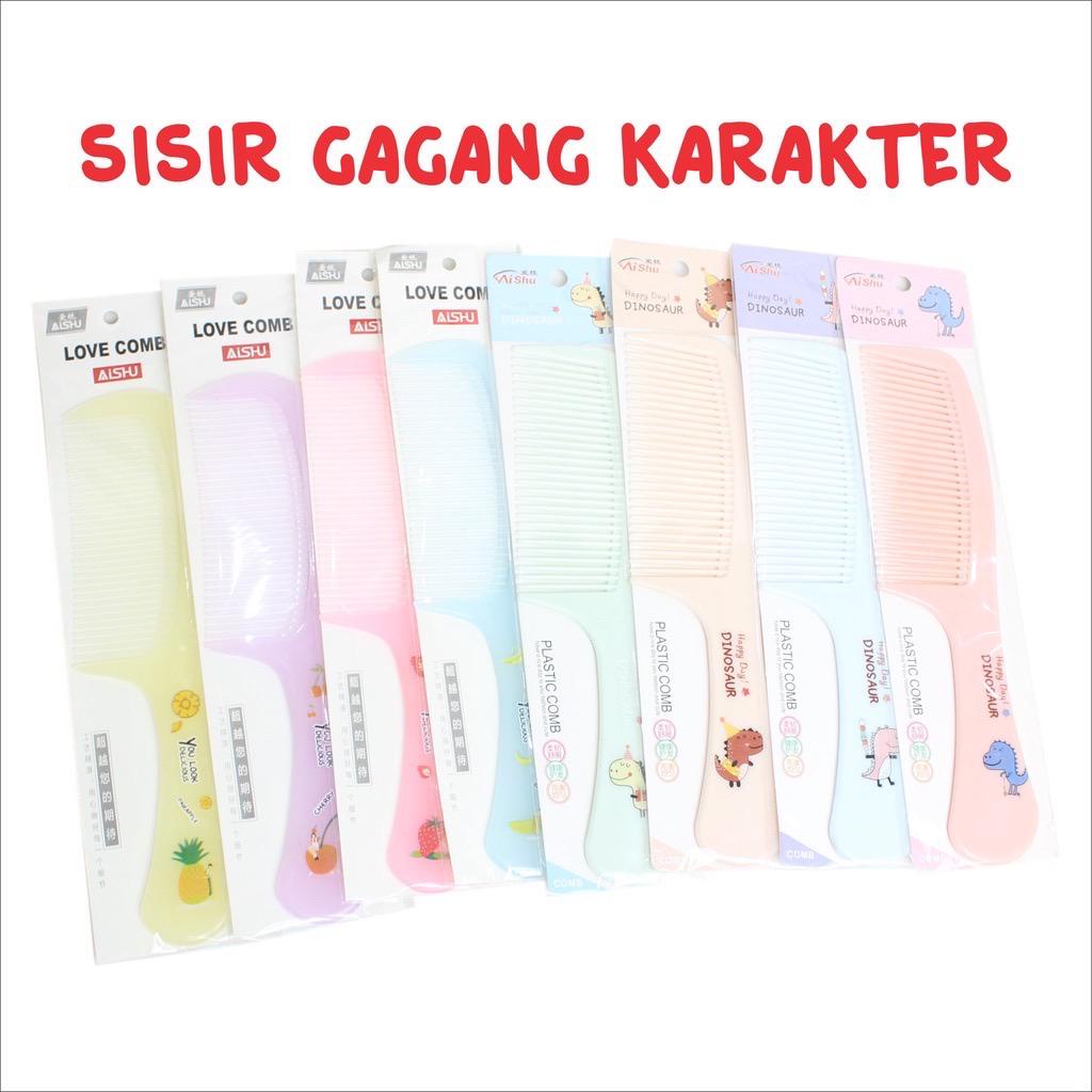 Toply shop Sisir  rambut  gagang karakter lucu motif warna