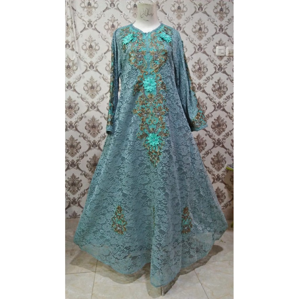 Gamis brokat bordir / Gamis pesta / Gamis brukat non gliter