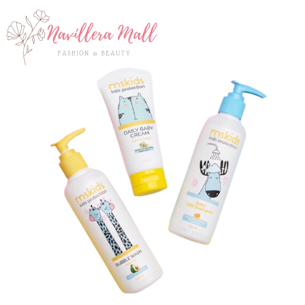 MS Glow Kids Paket Original Daily Baby Cream | MS Kids Baby Shampoo | MS Kids Bubble Wash