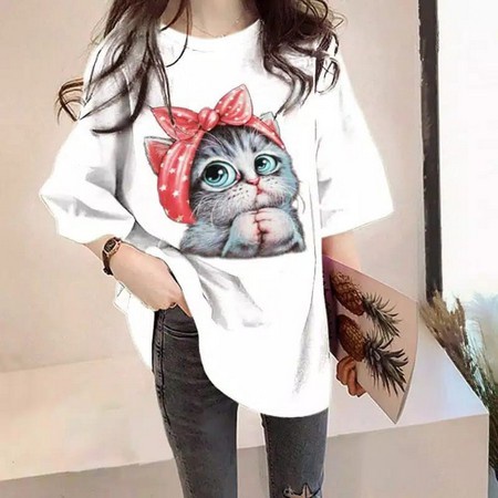 Kaos Over Size Sweet Cat-Oversize Cute Cat-Kucing Bando