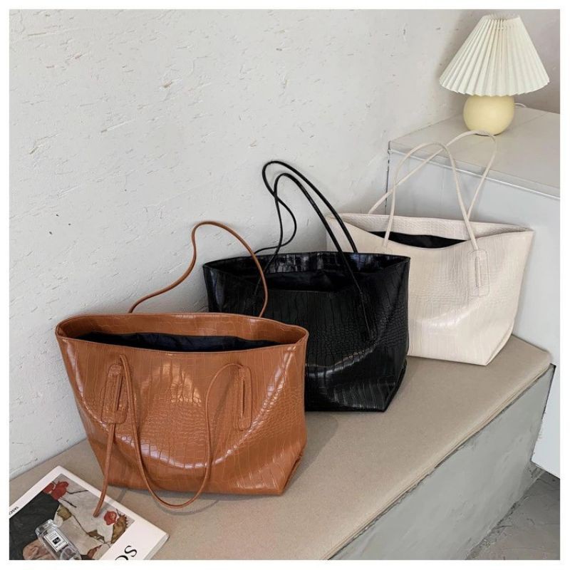 MSGT H733161 D7331 GD1 tas tote wanita fashion import totebag kulit pu croco leather realpict besar