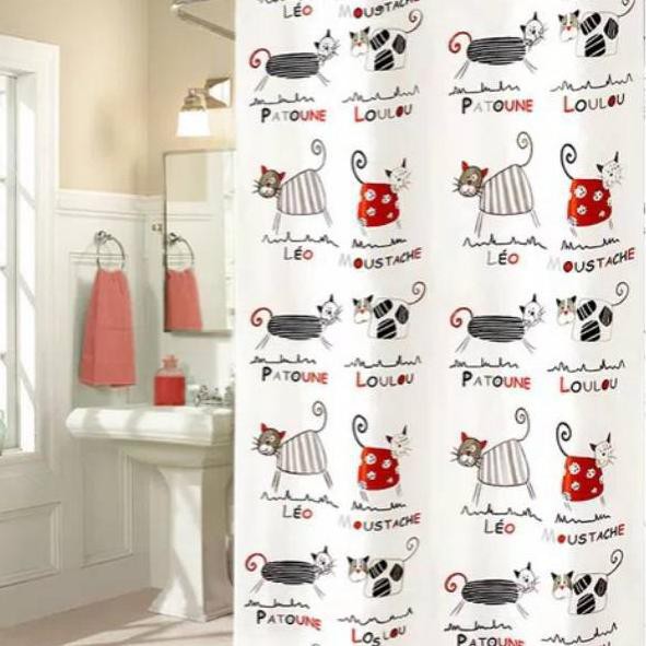 ❂JWZ Tirai Kamar Mandi OWL anti air PEVA dilengkapi Pengait Plastik Toilet Kelambu Sekat Penyekat Sh