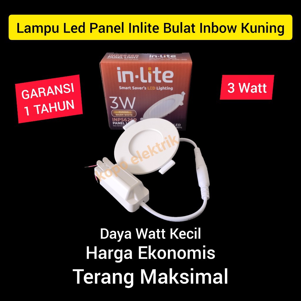 (BERGARANSI 1 TAHUN) INLITE Downlight Led Panel 3 Watt BULAT 3w Inbow