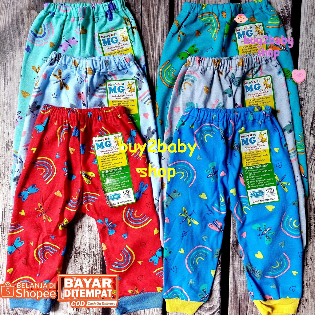 Celana panjang bayi full print moms gift usia 0-24 Bulan isi 3 Celana