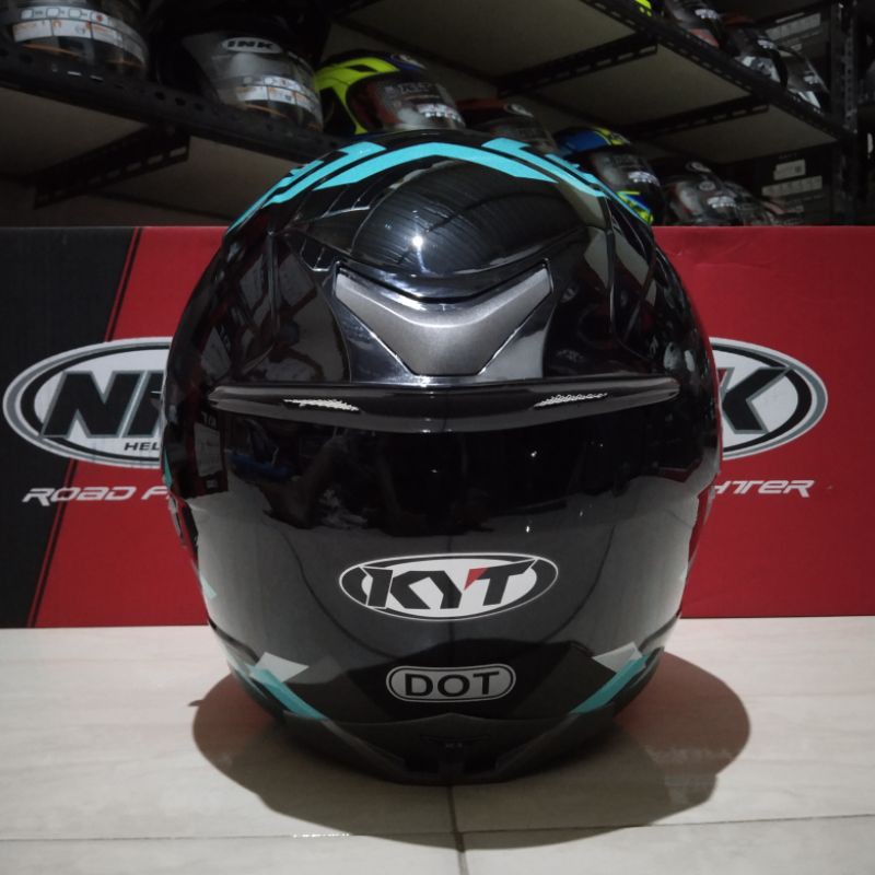 COD Helm KYT Falcon 2 Black Aqua Blue Black Red Doff Original-3