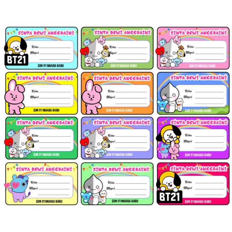 

(ISI 25pcs) Sticker Stiker Label Buku Sekolah Bebas Custom Gambar Motif
