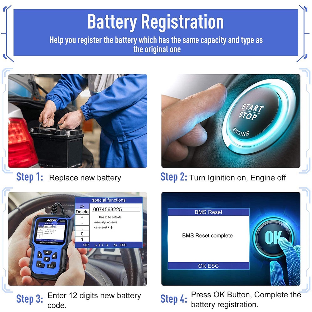 ANCEL BM500 Semua Sistem Obd2 Scanner Mobil Scanner Odb2 Alat Diagnostik Mobil Obd Mobil Diagnostik Scanner Otomotif Scanner untuk BMW/Mini/Rolls Royce