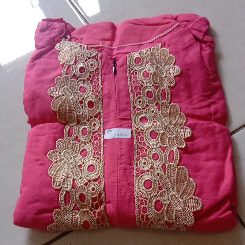 DASTER ARAB TUNIK LULU JUMBO LD 125 standar ld 110 renda full muter-Pink dasty