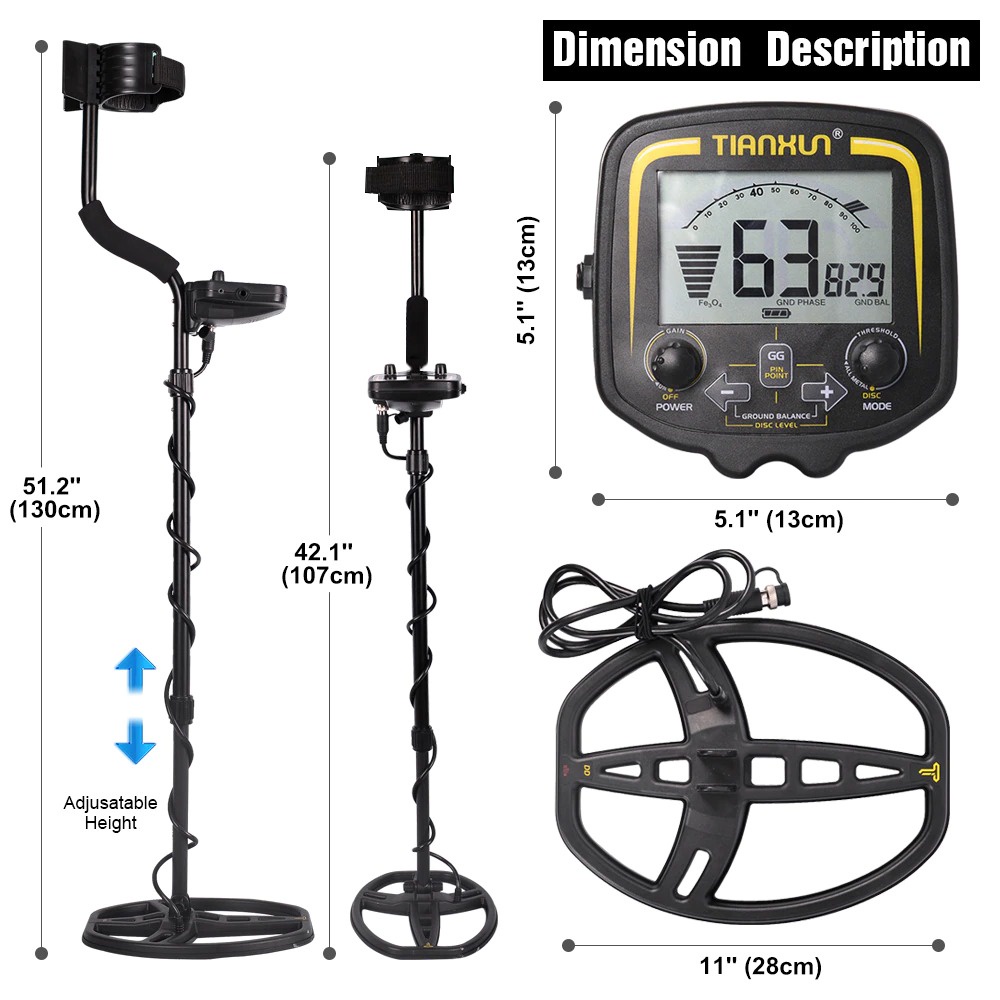 TIANXUN Pendeteksi Logam Underground Metal Gold Silver Detector Finder High Sensitivity - TX-850 - Black