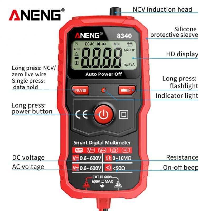 ANENG Digital Multimeter Voltage Tester - 8340 - Red