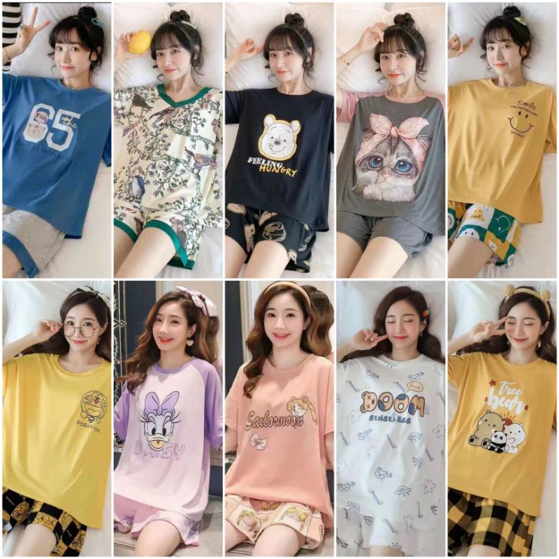 C17-F Baju Tidur Stelan Hp Import Premium/ Setelan tidur Import Hotpant / Piyama wanita terbaru murah