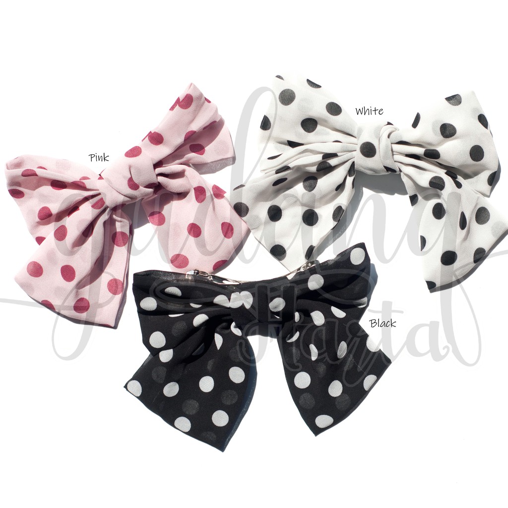 Jepit Rambut Polkadot Big Ribbon Hairclip Pita Polkadot Unik GH 201065