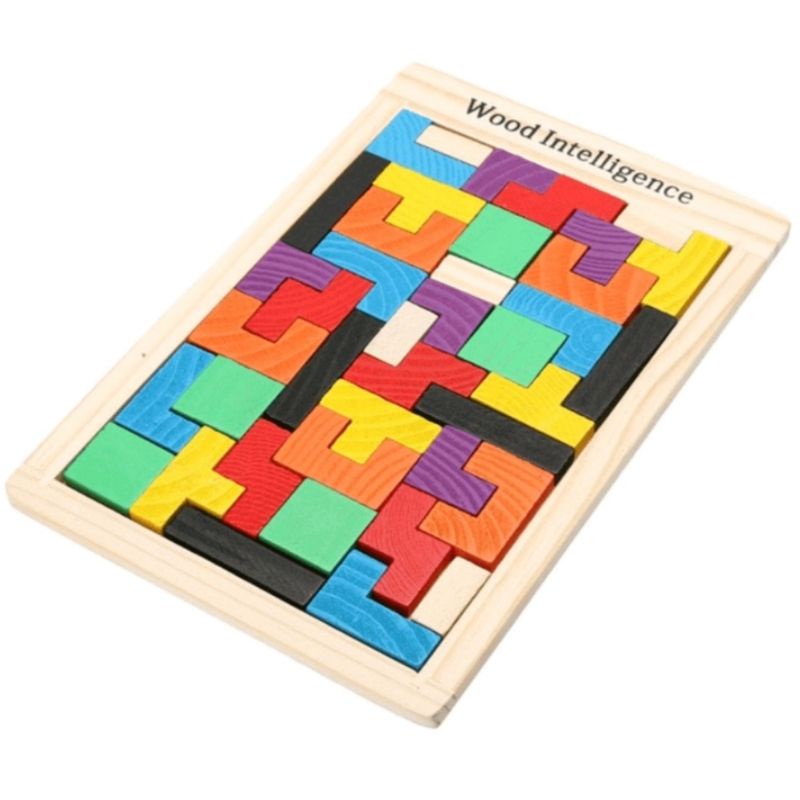 Mainan Edukasi Montessori Anak Puzzle Tetris Russian Block