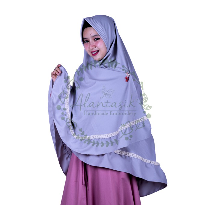 Alantasik - khimar  syari arabian crepe renda / jilbab instan/ humaira arabian R.23