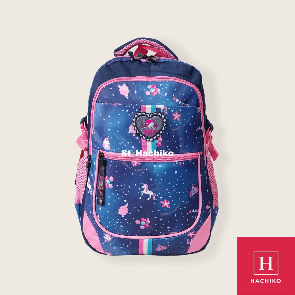 [TERMURAH] Tas Ransel Sekolah Silver Girl Backpack Remaja Cewe / Wanita Motif Unicorn Alto Original 