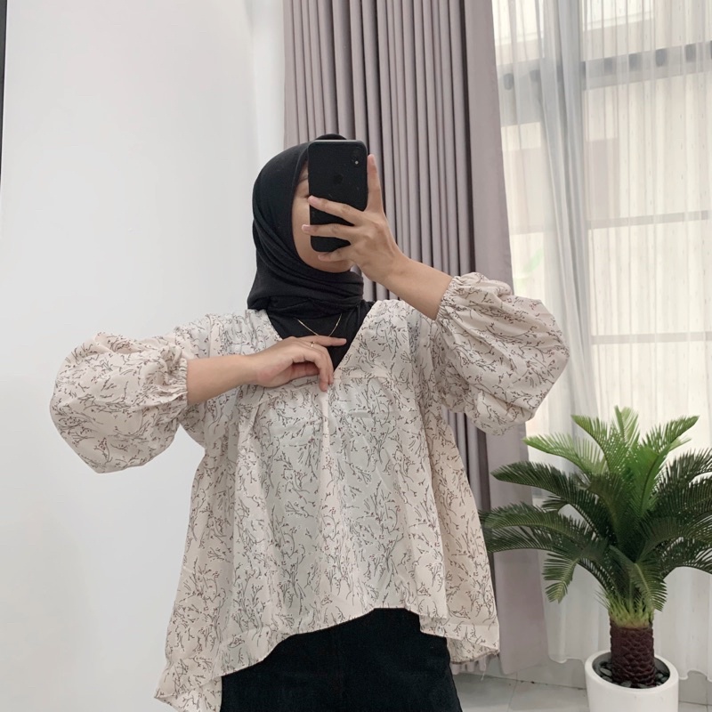 grosir_solo || BLOUSE KOREA / SESA OLLA BLOUSE LILY FLORA DAMARA / ATASAN WANITA VINTAGE KOREAN STYLE bunga bunga floral