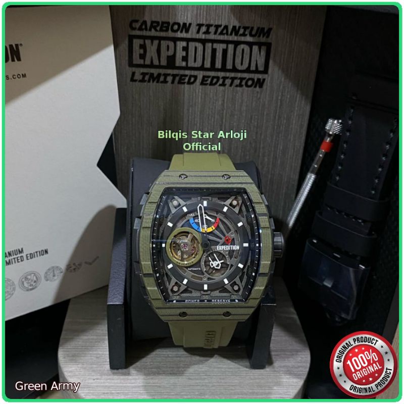 Expedition Kotak E6782 Carbon Titanium Automatic Sepaket Original 100%
