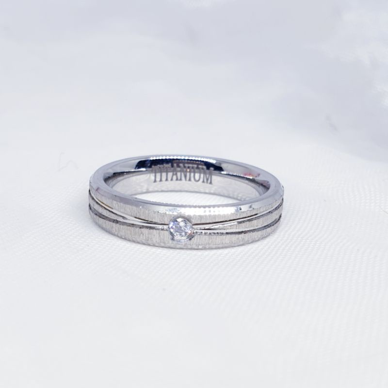 Cincin pasangan Titanium permata anti karat harga satuan☆JJ-50☆