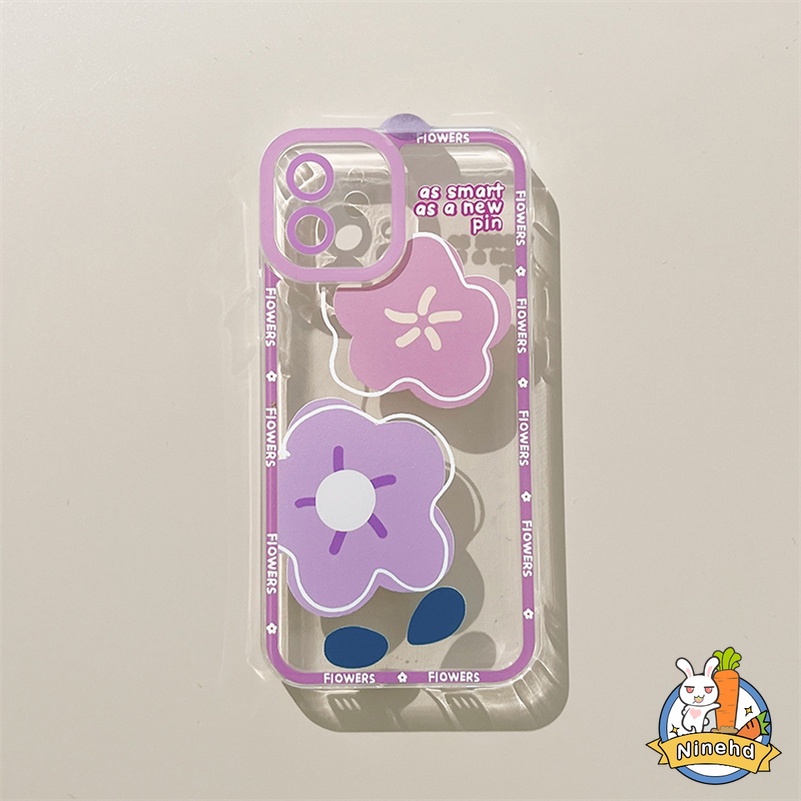 Soft Case Silikon Motif Bunga Ungu Untuk OPPO A16 A16e A15 A15s A54 A74 A94 A95 A76 A3s A5s A5 A9 Reno 7 6 5 7Z 5Z Pro A53 A33 A32 A92 A57 4G