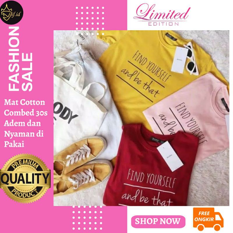 Hellohoky Baju Kaos Atasan Ootd Remaja Wanita Cewek Perempuan Lengan Pendek Find Yourself Kekinian