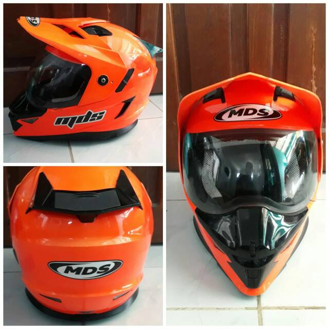 Helm Cross MDS Supermoto Orange Fluo
