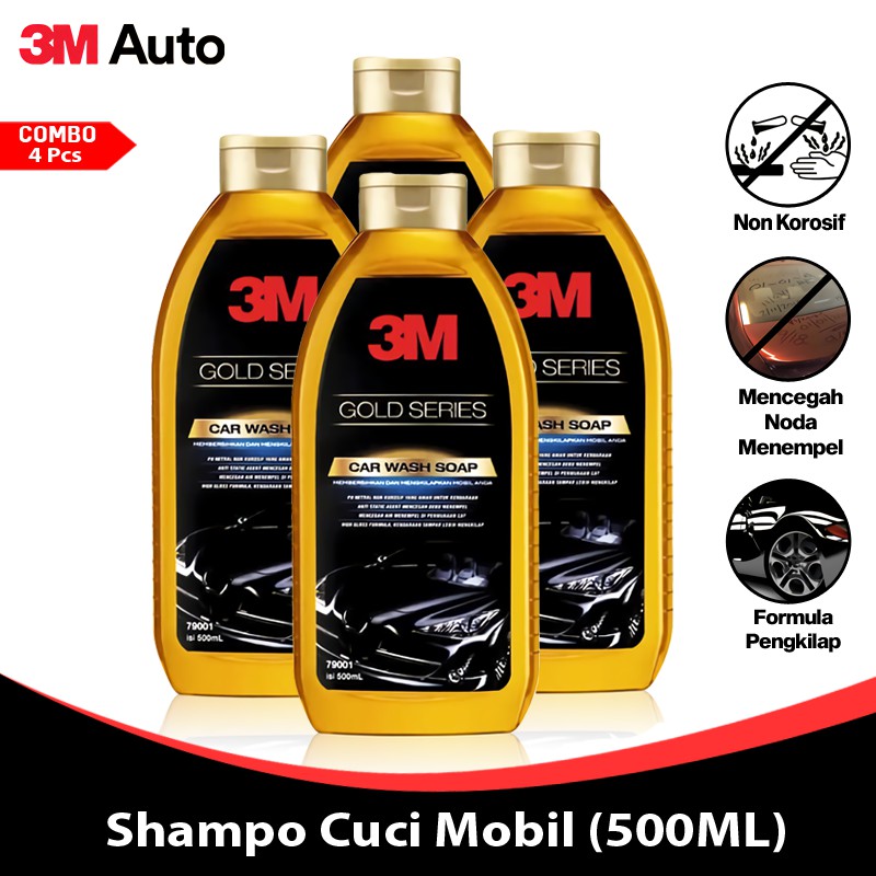 3M Auto Sabun Cuci Mobil 500 ML COMBO 4 Pcs Gold Series Car Wash Soap Shampo CMB04-3M-79001