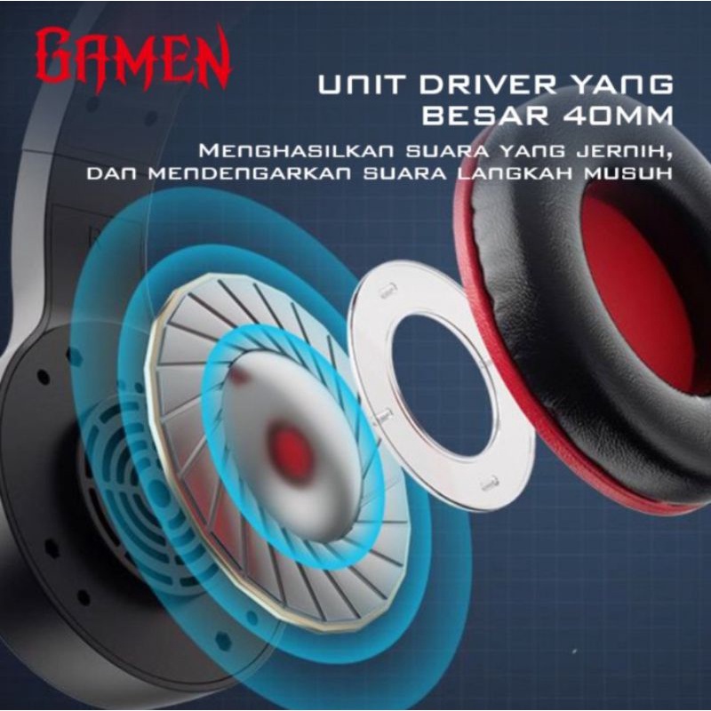 Headset Headphone Earphone GAMEN GH100 Black 3D Original